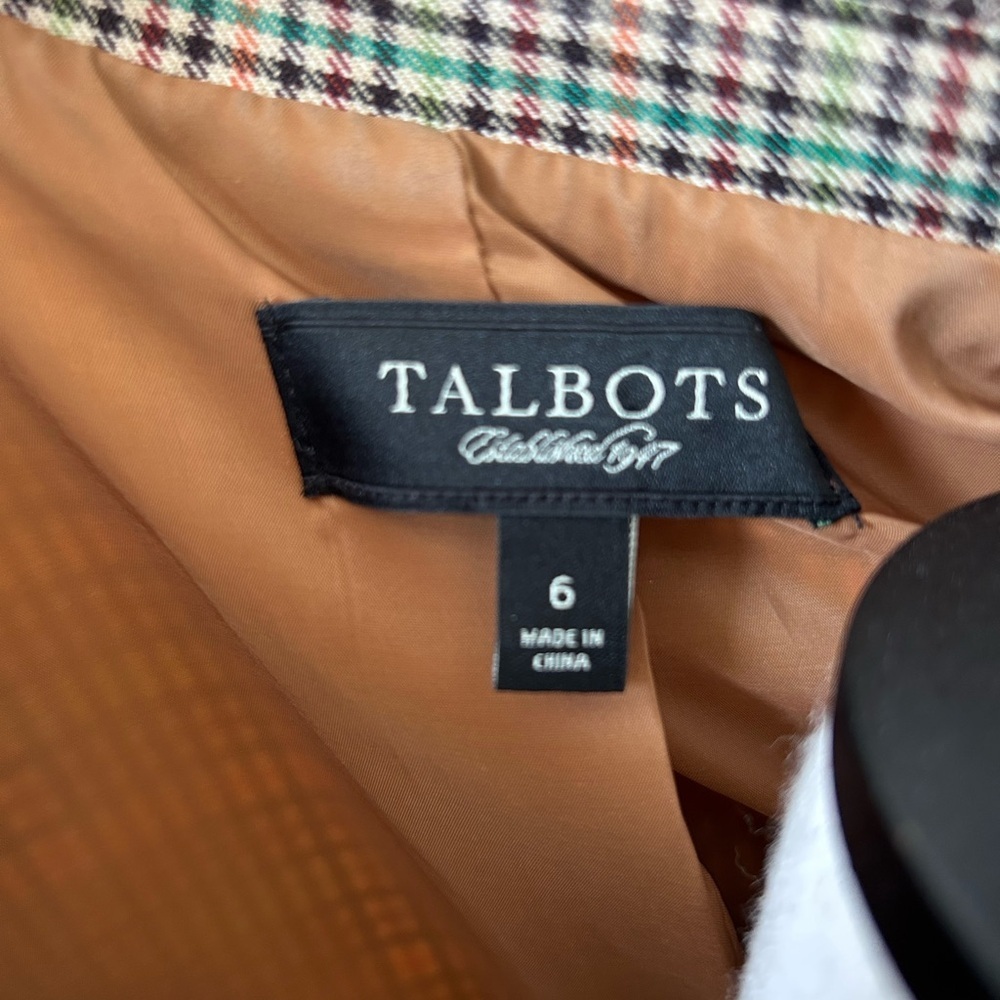 Talbots Women’s Plaid Tailored Blazer Jacket Brown Multicolor Houndstooth Size 6 - Picture 7 of 9